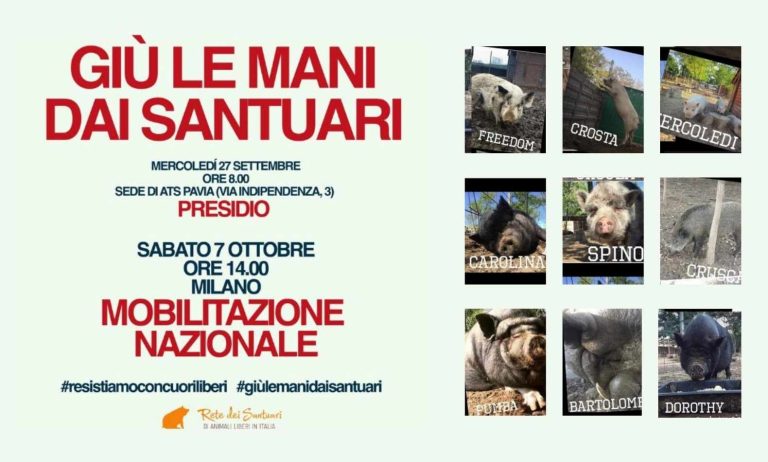 Giù le mani dai santuari manifestazione 07-10-2023 a Milano