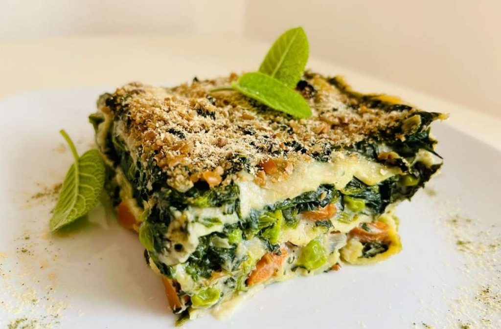 Lasagna vegana servita nell'agriturismo La Buona Terra a Cervarese Santa Croce
